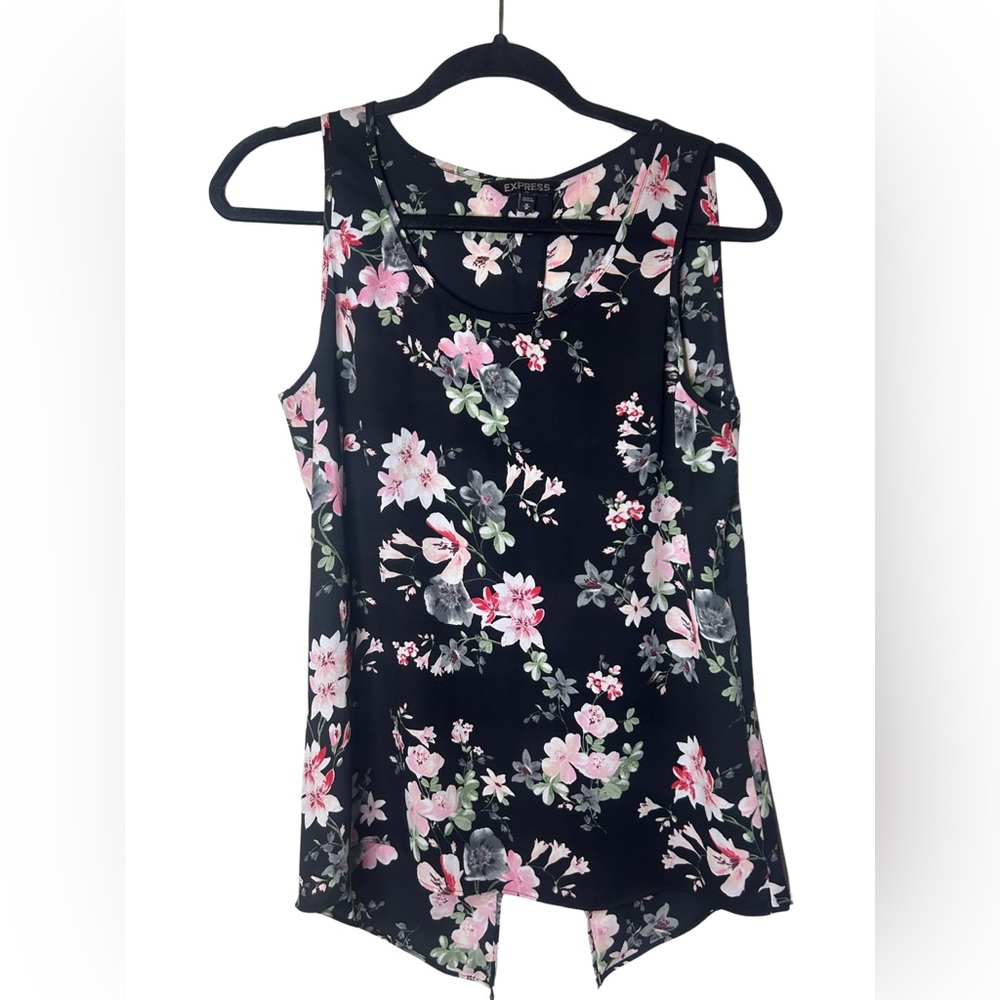 Express black floral tank top
